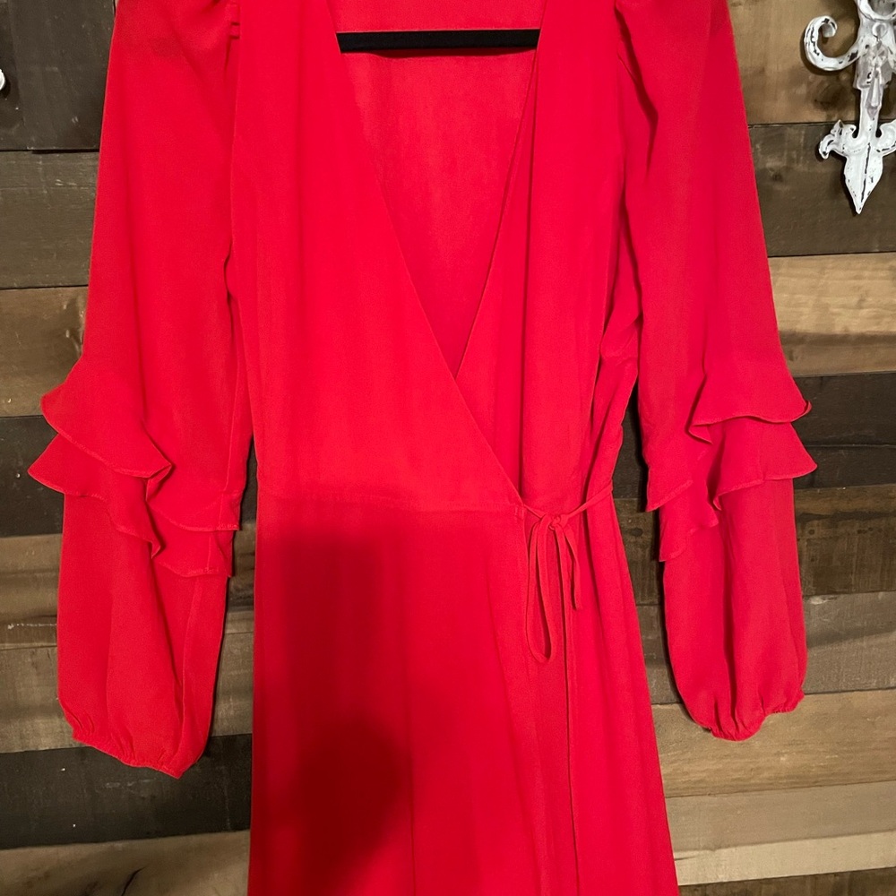 Attic Salt Vibrant Red Long Sleeve Dress - Picture 3 of 9